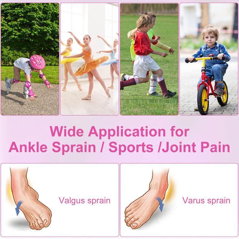 Kids Ankle Brace Supports Breathable Neoprene Ankle Stabilizer Adjustable Child Ankle Protector Wraps Sports Dance Foot Support Arch Supports for Sports Protection Ankle Sprain Joint Pain 2PCS Hot Pink Small - BeesActive Australia