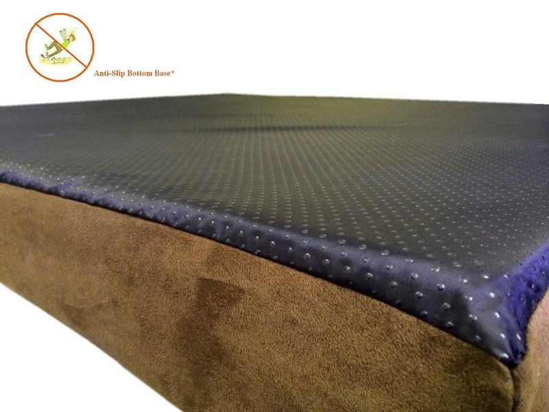 Dog Bed Cover: 40''x35''x4'' Deluxe Top Quality Chocolate Brown MicroSuede Fabric 100% Washable Resistant Anti Slip Luxury Comfort Replacement Dog Bed Zippered Duvet Gusset Case - BeesActive Australia