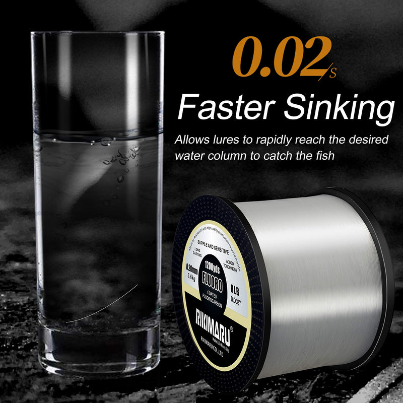 RIKIMARU Fluoro Fishing Line, 100% Soft Fluorocarbon Coated Fishing Line clear 6LB/0.23mm/1200Yds - BeesActive Australia