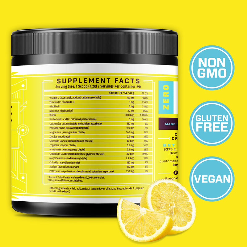 KEY NUTRIENTS Electrolytes Powder No Sugar - Refreshing Lemonade Electrolyte Drink Mix - Hydration Powder - No Calories, Gluten Free - Powder and Packets (20, 40 or 90 Servings) - BeesActive Australia