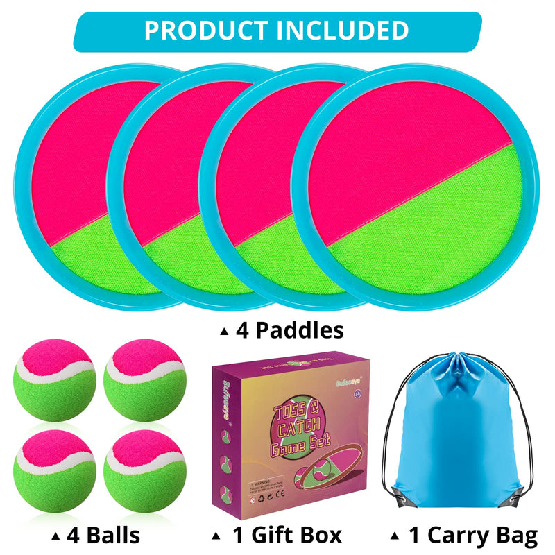 Outdoor Games for Kids, Beach Toys Toss and Catch Ball Set, Beach Games for Kids with 4 Paddles 4 Balls and 1 Storage Bag, Yard Games Outdoor Toys Playground Sets for Backyards/Kids/Adults/Family - BeesActive Australia