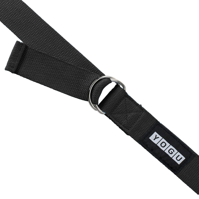 YOGU Exercise Yoga Strap Durable Polyester Cotton w/Adjustable D-Ring Buckle for Fitness Workout Stretching Flexibility and Physical Therapy Belt Straps Black 6 Feet - BeesActive Australia