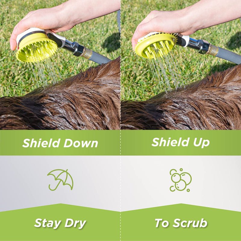 Wondurdog Outdoor Garden Hose Nozzle for Dog Washing with Splash Shield Handle and Rubber Grooming Teeth. Metal Connector and Water Pressure Control. Wash Your Pet. Don’t Get Wet! - BeesActive Australia