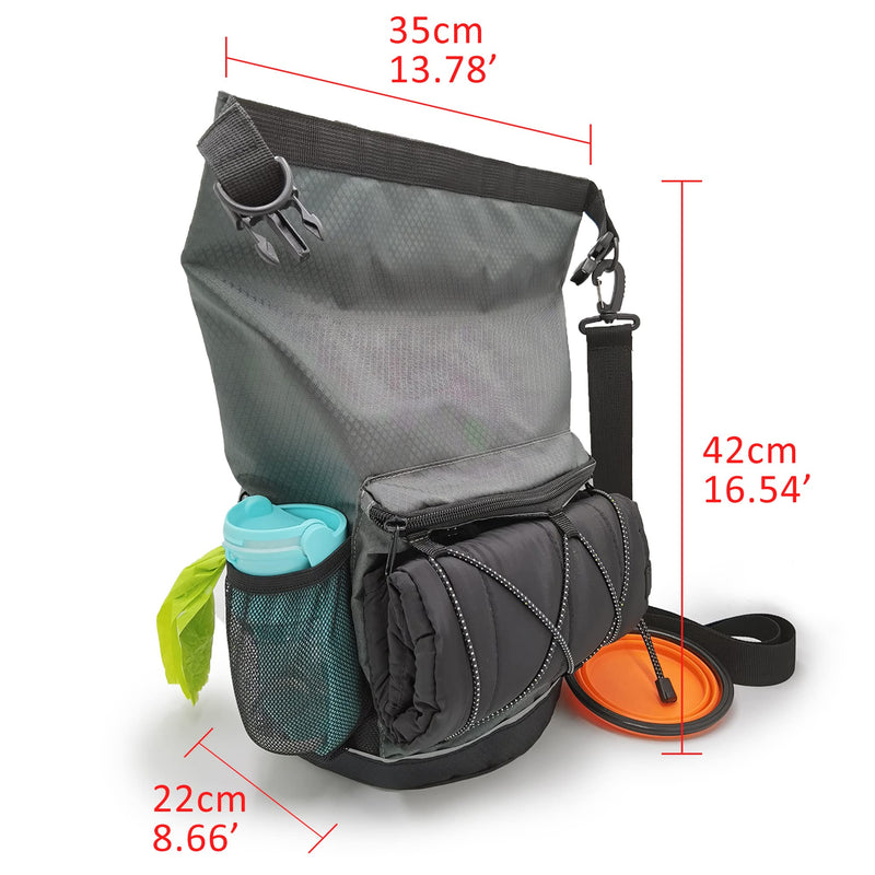 Beuniclo Waterproof Roll Top Pet Dog Food Travel Organizer Storage Bag Trash Bag Dispenser for Trips and Outdoor Camping Free 350ml Portable Folding Bowl, 30 Cups / 10 lbs Large Capacity grey - BeesActive Australia