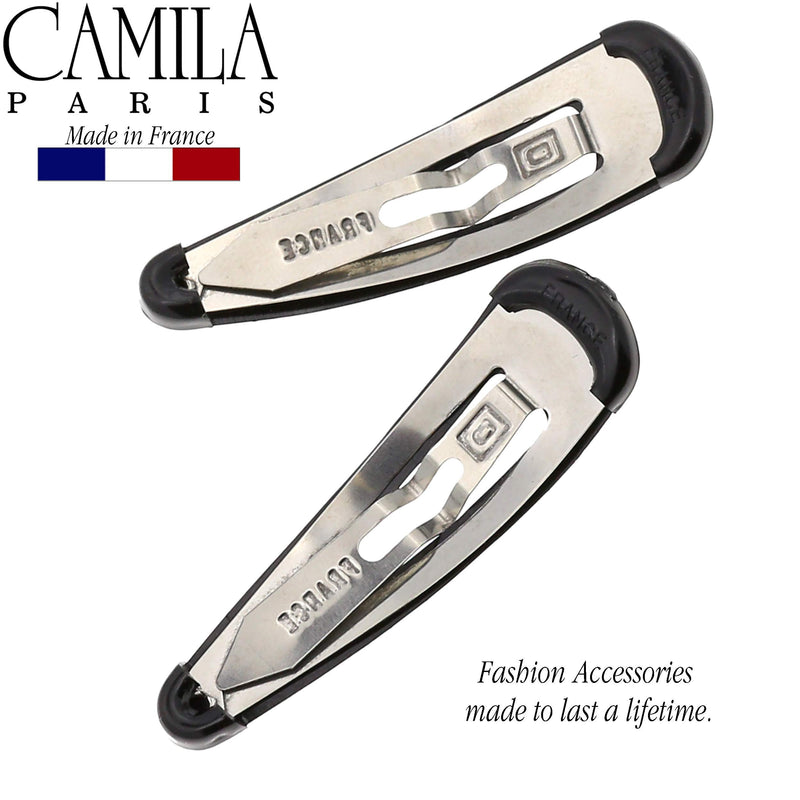 Camila Paris AD87/2 French Hair Snap Clip Barrette, Hair Slides Clic Clac for Women, Styling Girls Side Slide-in Metal Snap Pin Hair Accessories for Women. Strong Hold, No Slip Grip, Made in France 2 Inch (Pack of 2) Black - BeesActive Australia