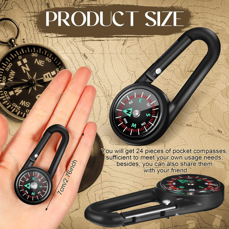 Kanayu 24 Pcs Magnetic Compass Keychain Small Pocket Compass Survival Mini Compass Hiking for Kids Adults Camping Backpacking Accessory - BeesActive Australia