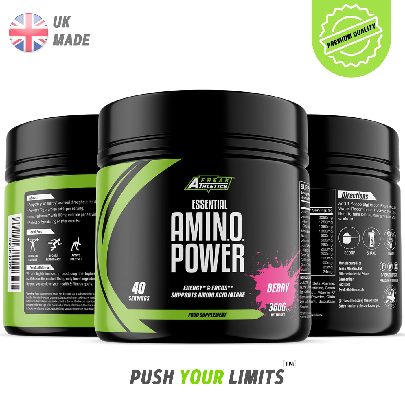 Amino Power + Premium Essential Amino Energy Pre Workout Powder, Energy