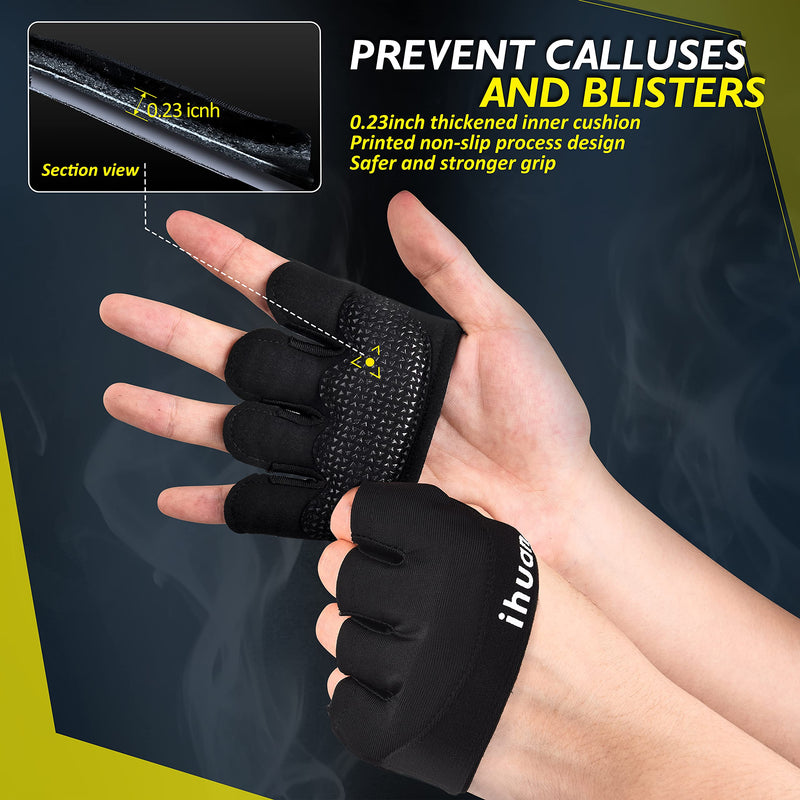 ihuan New Weight Lifting Gym Workout Gloves Men & Women, Partial Glove Just for The Calluses Spots, Great for Weightlifting, Exercise, Training, Fitness… Black Small - BeesActive Australia