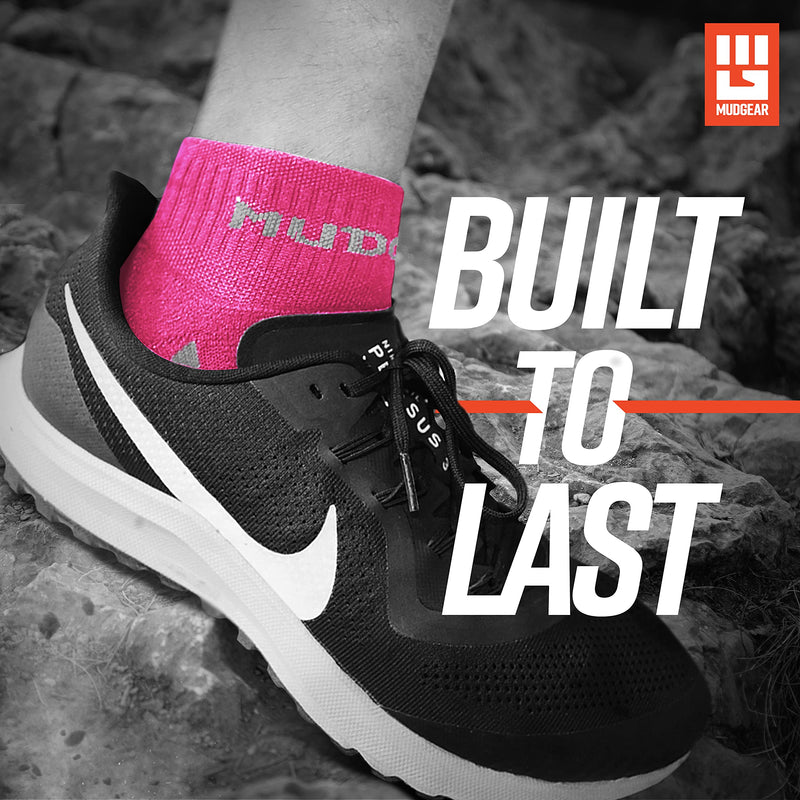 MudGear Quarter Length Trail Running Socks - Men and Women - Running, Hiking, Cycling, and More, 2-Pack Pink/Gray Medium - BeesActive Australia