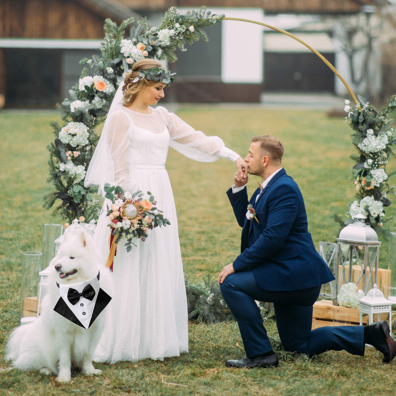 ADOGGYGO Formal Dog Tuxedo Wedding Dog Bandana Collar Dog Collar with Bow Tie Adjustable Dog Bowtie Collar Bandana for Small Medium Large Dog Pet Black - BeesActive Australia