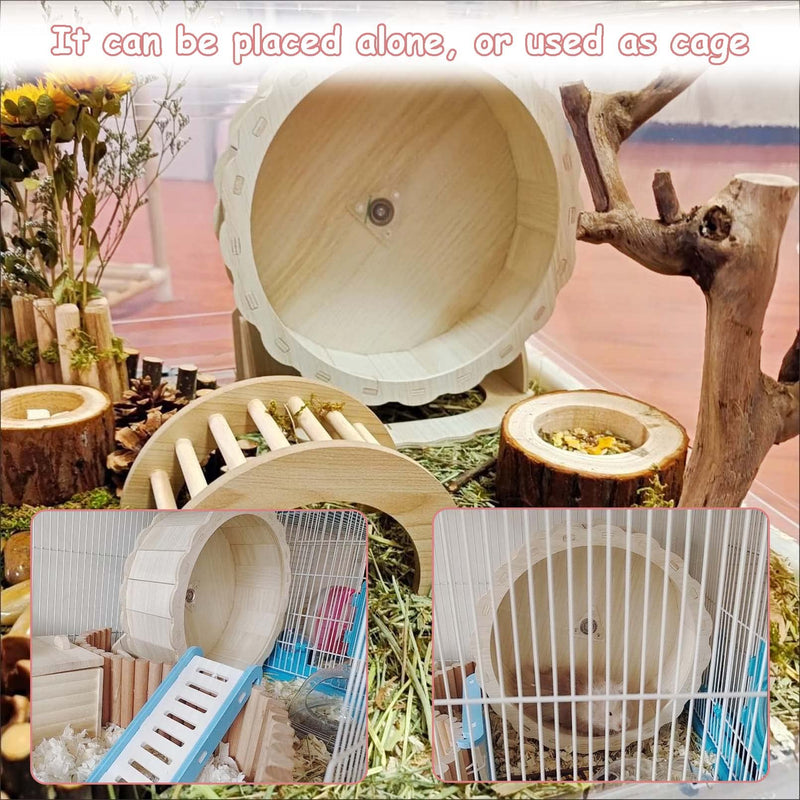 Hamiledyi Hamster Wheels Wooden Small Pets Exercise Wheel Silent Hamster Running Wheel Mouse Running Spinner Wheel for Gerbil Mice Guinea Pigs Dwarf Syrian Hamster 8.26in - BeesActive Australia