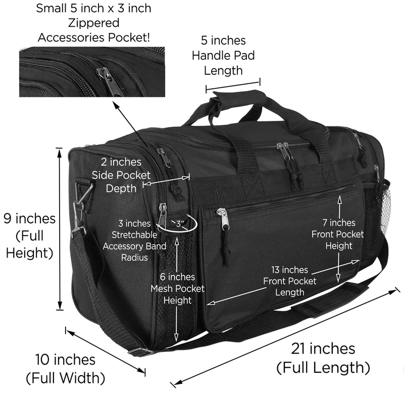 DALIX 20" Sports Duffle Bag w Mesh and Valuables Pockets Travel Gym - BeesActive Australia