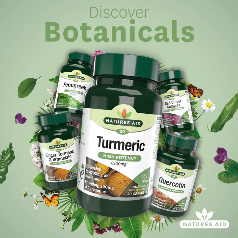 Natures Aid Turmeric 8200 mg, High Potency Extract plus Whole Herb, 200 mg Curcumins, Vegan, 30 Capsules 30 Count (Pack of 1) - BeesActive Australia