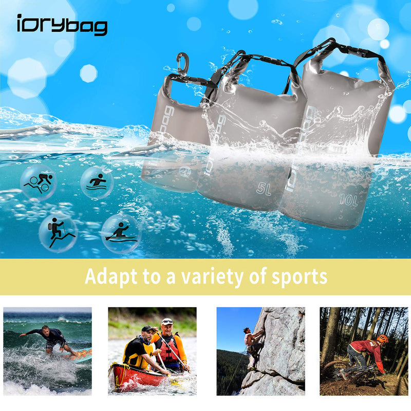 IDRYBAG Clear Dry Bag Waterproof Floating 2L/5L/10L/15L/20L, Lightweight Dry Sack Water Sports, Marine Waterproof Bag Roll Top for Kayaking, Boating, Canoeing, Swimming, Hiking, Camping, Rafting Black caffeine - BeesActive Australia