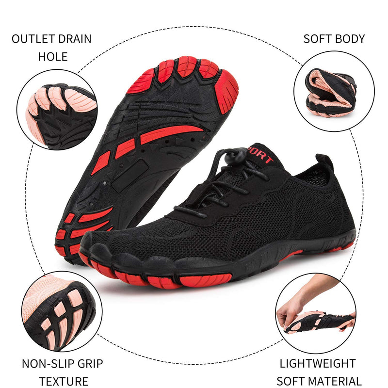 Water Shoes Mens Womens Barefoot Diving Swim Shoes Water Sports Non-Slip Aqua Shoes for Swim Pool, Beach,Hiking, Kayaking, Boating,Surfing 14 Women/12.5 Men Black-d - BeesActive Australia