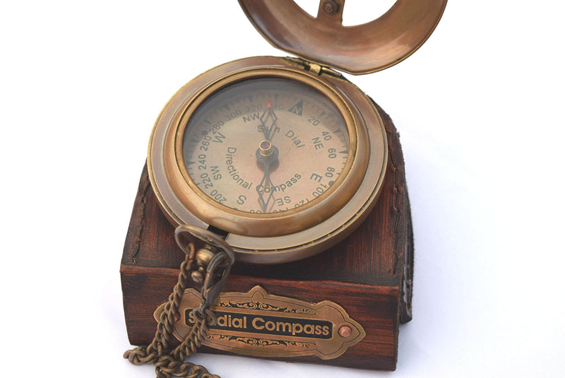 NEOVIVID Brass Sundial Compass - Push Open Compass - Steampunk Accessory – Unique Gift for Men - Beautiful Handmade Gift - Sundial Clock – Sun Clock – Steampunk Clock for Him - Antique Decor - BeesActive Australia