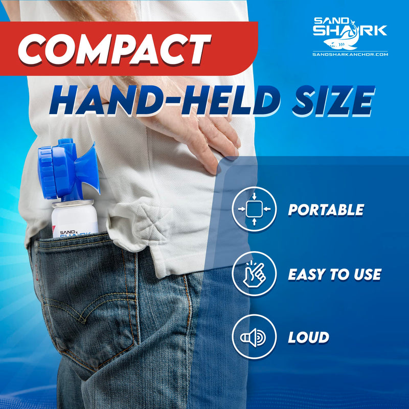 SandShark Premium Boating Air Horn Handheld Canister, Compressed & Very Loud, Coast Guard Approved, Emergency Use for Marine & Watercraft Safety, Great for Sports, Parties, Camping, Outdoors, 1.4oz - BeesActive Australia