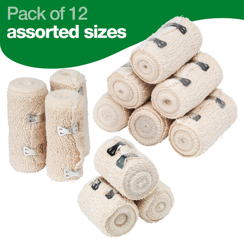 HypaBand Crepe Cotton Bandages, Assorted Pack of 12 Single 7.5 cm x 4.5 m (Pack of 12) - BeesActive Australia