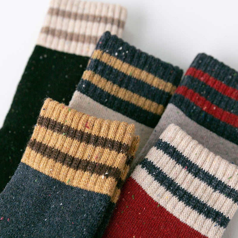 Womens Hiking Socks Winter Warm Athletic Ankle Socks Outdoor Wool Socks Thick Cashmere Socks E (5 Pack Two Striped) - BeesActive Australia