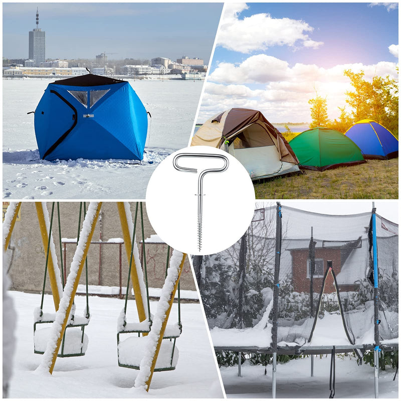 Hotop Ice Fishing Shelter Anchor Ice Shanty Anchor Outdoor Camping Tent Threaded Tent Peg Winter 235 Carbon Steel Ice Shelter Tent Accessories for Ice Fishing Winter Fishing Tent Accessories 2 - BeesActive Australia