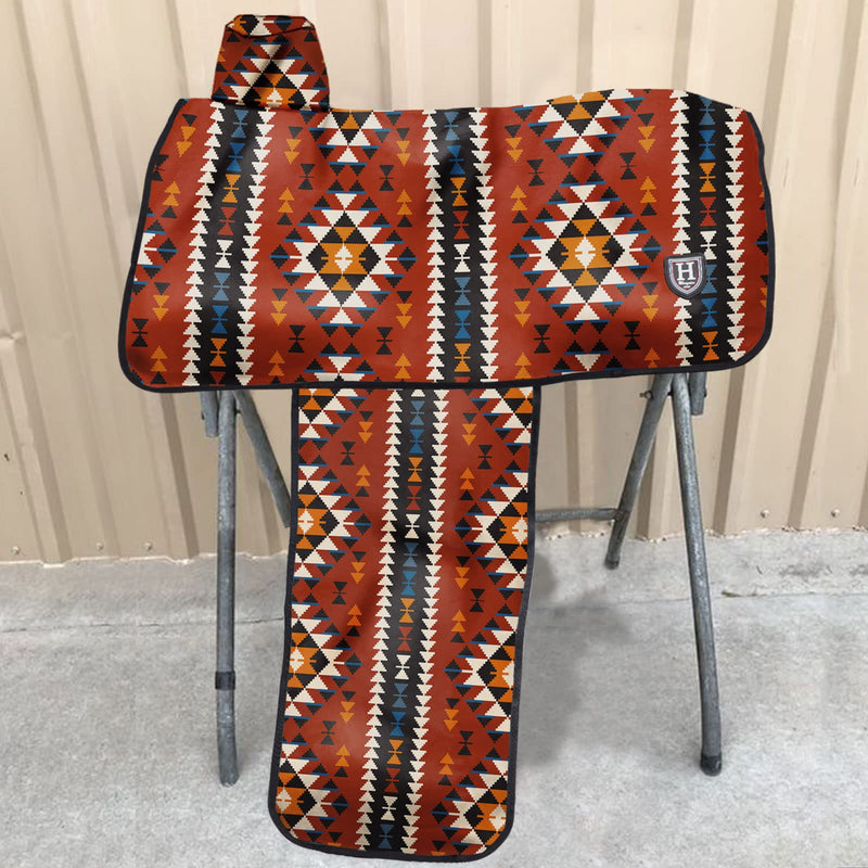 Harrison Howard Sturdy Waterproof Western Saddle Cover with Stylish Prints That Stand Out Keep Your Saddle in Pristine Condition Perfect for Showing or Riding Events Classic Indian Red - BeesActive Australia