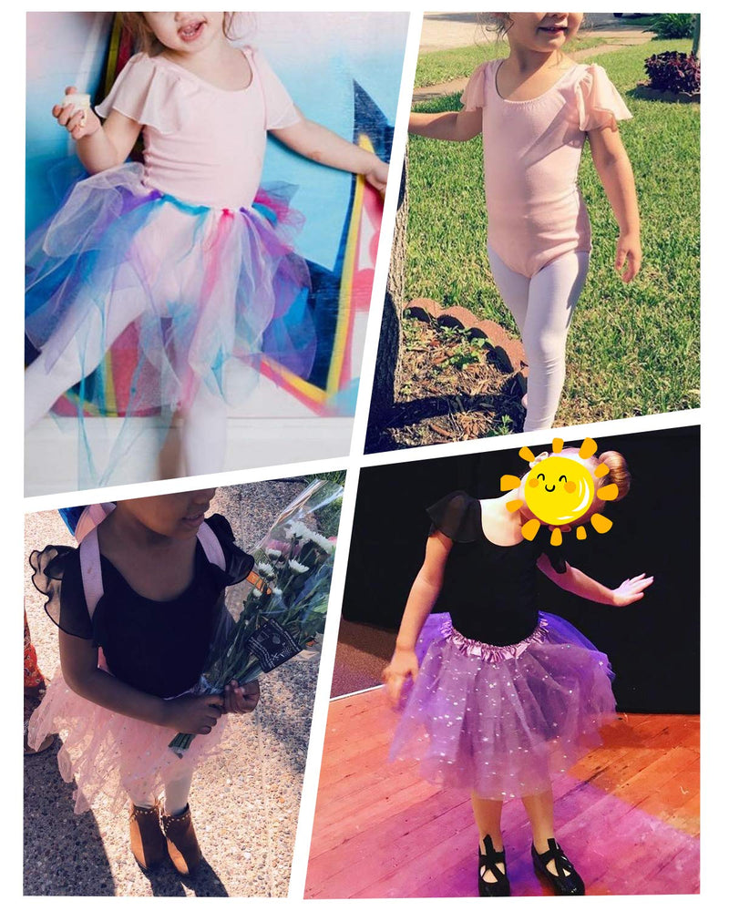 STELLE Girl's Cotton Ruffle Short Sleeve Leotard for Dance, Gymnastics and Ballet (Toddler/Little Girl/Big Girl) 2-3T Ballet Pink - BeesActive Australia