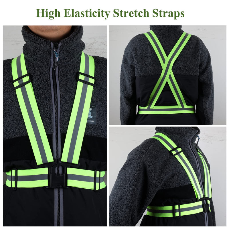 Reflective Vest Straps, Adjustable Elastic Safety Vest Outdoor Reflective Belt High Visibility Ultralight & Comfy for Running Green - BeesActive Australia