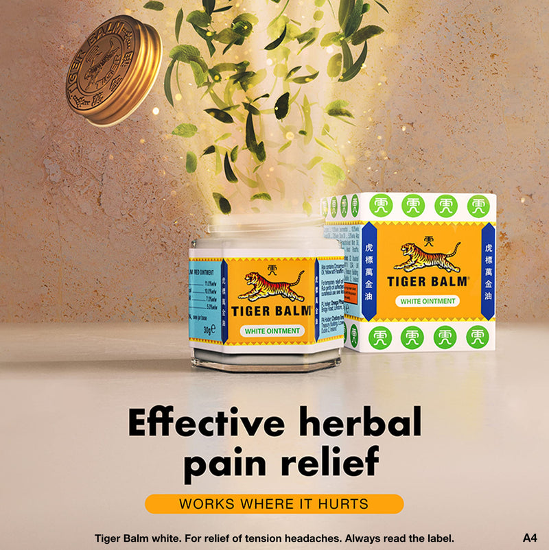 Tiger Balm White Ointment 30g - For the Treatment of Tension Headaches and Temporary Relief of Muscular Aches and Pains - BeesActive Australia