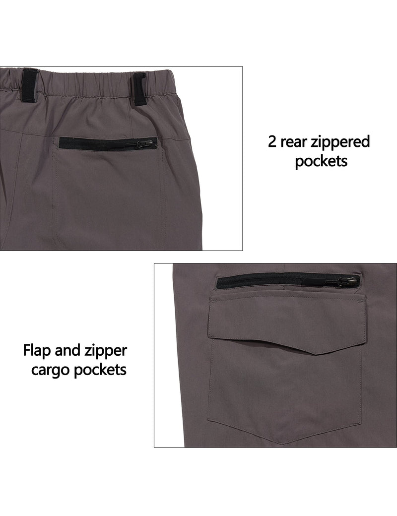 Little Donkey Andy Men's Golf Hiking Cargo Shorts Quick Dry Stretch Lightweight Outdoor Shorts with Zipper Pockets,9 Inch Grey Large - BeesActive Australia