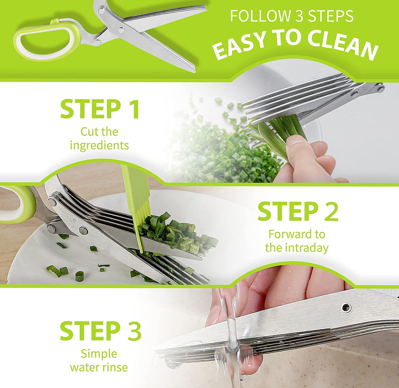 2 Packs Herb Scissors Set - Herb Scissors with 5 Blades and Cover, Herb shears with 3 Blades, Shred Silk Knife, Cool Kitchen Gadgets for Cutting Fresh Garden Herbs. Also Used for Cutting Paper.… Green and Green - BeesActive Australia