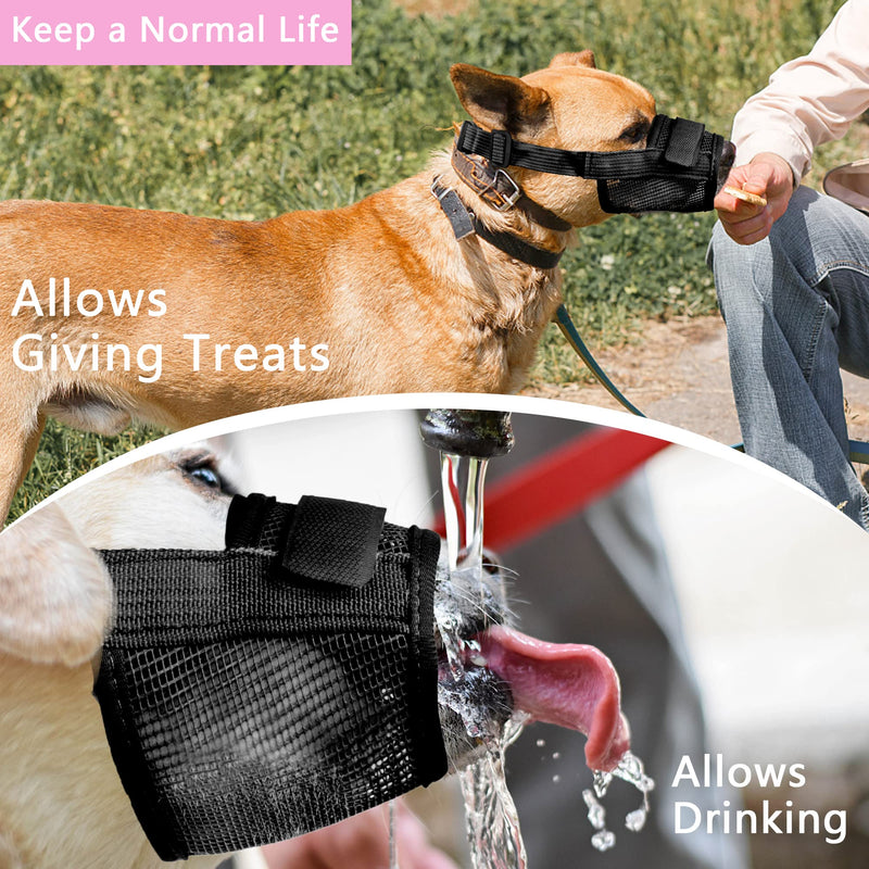 YAODHAOD Nylon Mesh Breathable Dog Mouth Cover, Quick Fit Dog Muzzle with Adjustable Straps，Pet Mouth Cover, to Prevent Biting and Screaming to Prevent Accidental Eating Small (Pack of 1) black - BeesActive Australia