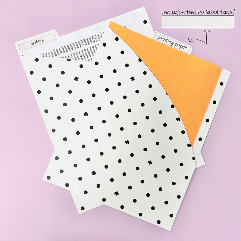 Kate Spade New York Vertical File Folder Set of 6, Letter Size/A4 Filing Organizers with Sticker Labels, Black Spade Dot - BeesActive Australia