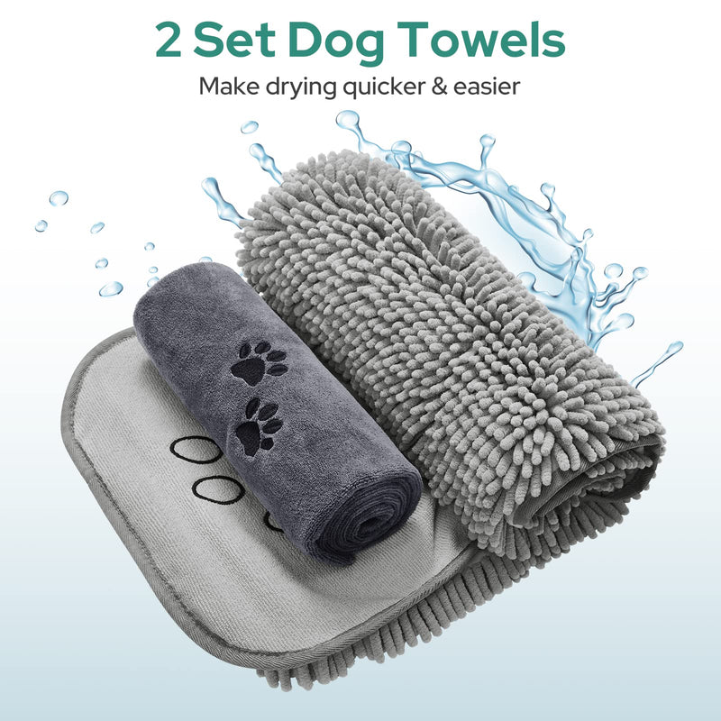 HOMEIDEAS 2 Pack Dog Towels Set-Chenille Shammy Towel and Microfiber Dog Towels for Drying Dogs, Super Absorbent Dog Bath Towel with Hand Pockets, Soft Pet Drying Towel for Dogs, Cats, and Other Pets - BeesActive Australia