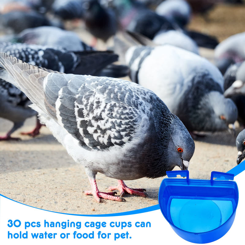 30 Pcs Cage Cups Bird Feeders Chicken Water Feeder Bunny Food Bowl Plastic Seed Bowl Hanging Chicken Feeding Watering Dish Feeders, Bird Cage Feeding Cups for Parrot Parakeet Pet Poultry Pigeon, Blue - BeesActive Australia