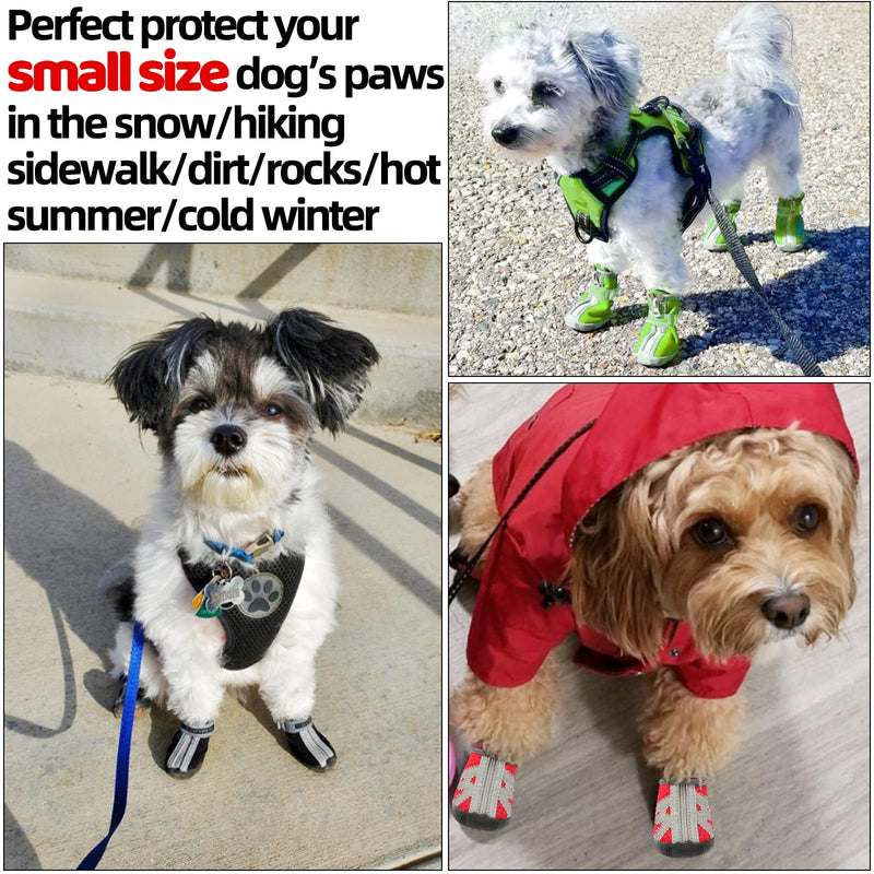 AOKOWN Dog Shoes for Hot Pavement Dog Booties Paw Protector / Waterproof Dog Shoes for Small & Medium Dogs/ Puppy Shoes with Reflective Straps Anti-Slip Sole (4PCS) Red-Mesh #3(L*W: 1.69"x1.49") for 11.0-16.9 lbs - BeesActive Australia