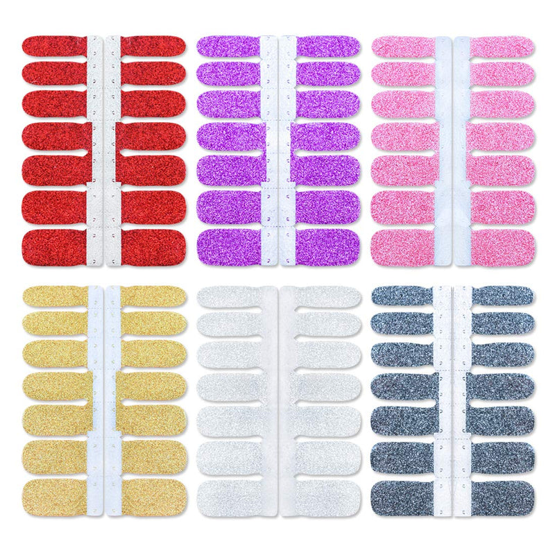 WOKOTO 10 Sheets Glitter Adhesive Nail Polish Decals Strips With 1Pc Nail File Solid Color Nail Wraps Stickers Tips Manicure Kit KIT1 - BeesActive Australia