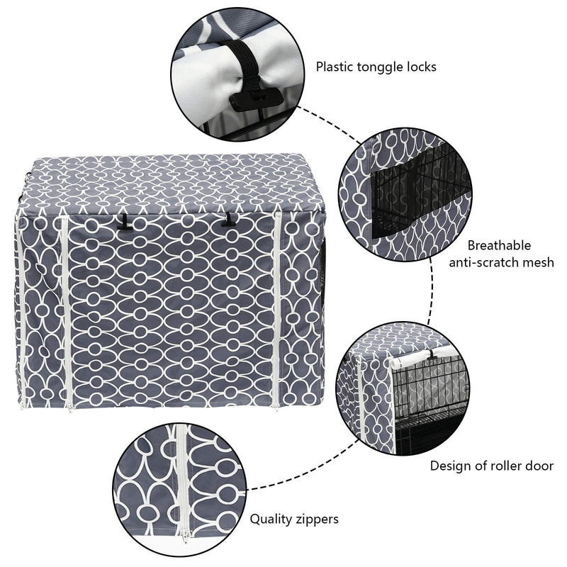 Pethiy Dog Crate Cover Durable Polyester Pet Kennel Cover Universal Fit for Wire Dog Crate - Fits Most 24-48 inch Dog Crates-Cover only 36-Inch Grey - BeesActive Australia