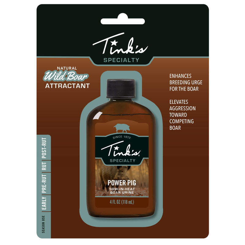 [AUSTRALIA] - Tink's Power Pig Sow-in-Heat Attractant | 4 Oz Bottle | 100% Natural Hog Urine, Sow Scented Hog Lure, Hunting Accessories, Boar Scents, Wild Hog Attractants | Easy to Use Squirt Top 