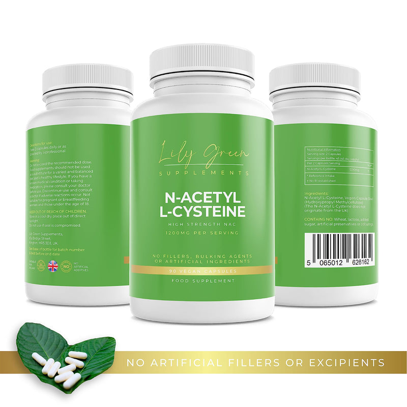 Lily Green | N-Acetyl Cysteine (NAC) 1200mg per Serving | 90 Vegan Capsules | High Strength NAC | Antioxidant & Detox Support | No Artificial Additives | Made in UK - BeesActive Australia