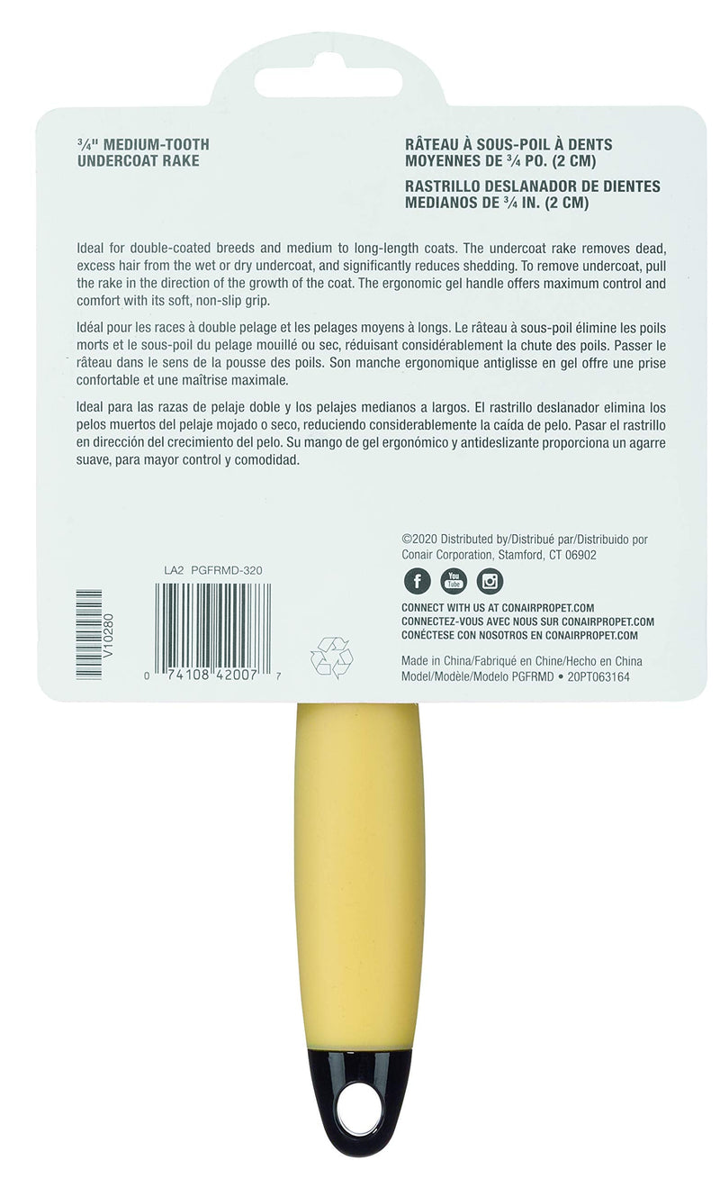CONAIRPRO dog & cat Grooming Rakes and Shedding Tools Medium-Tooth Undercoat - 3/4" - BeesActive Australia