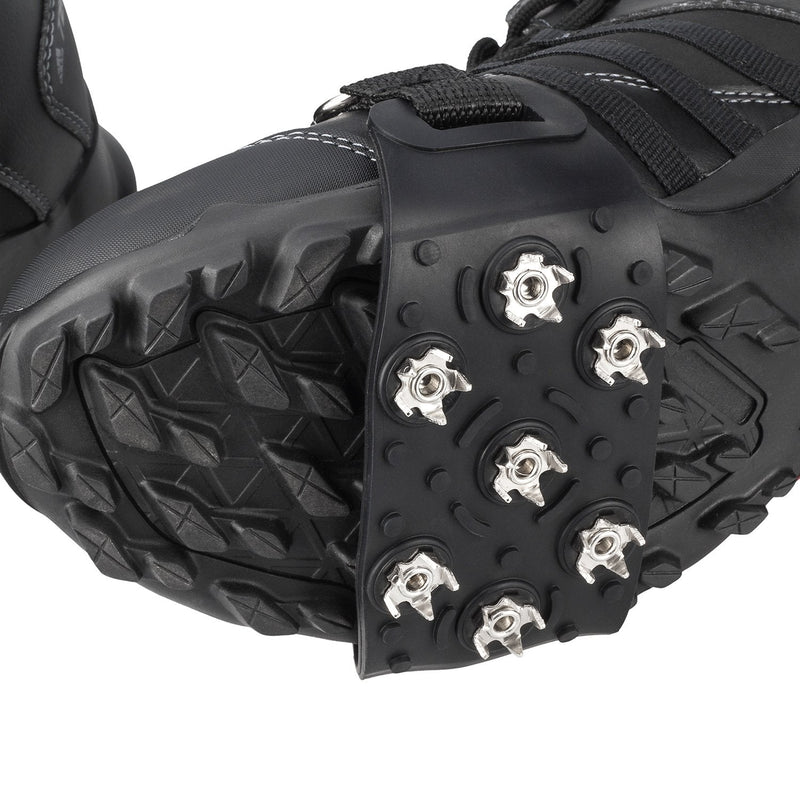 FANBX F Crampon Traction Cleats Anti-Skid Traction Grips Crampons Spikes 7 Point Cleats for Footwear for Walking, Jogging, Hiking, Mountaineering Ice Snow Grips Black - BeesActive Australia
