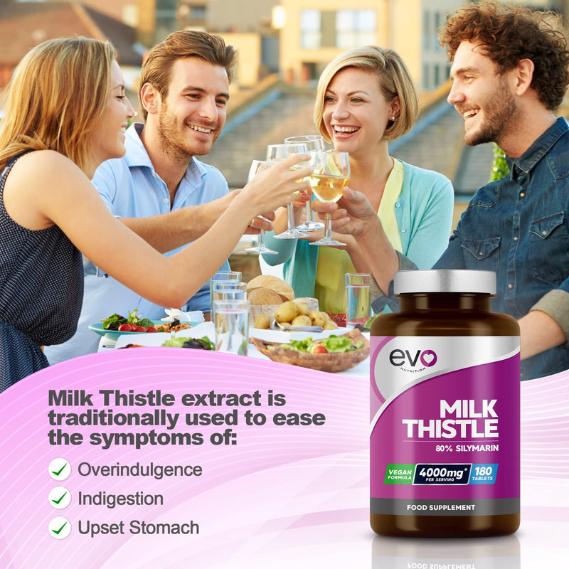 Milk Thistle Tablets - High Strength 4000mg Supplement - 180 Tablets (3-Month Supply) - 80% Silymarin - Vegan - Liver Support - Made in UK - BeesActive Australia