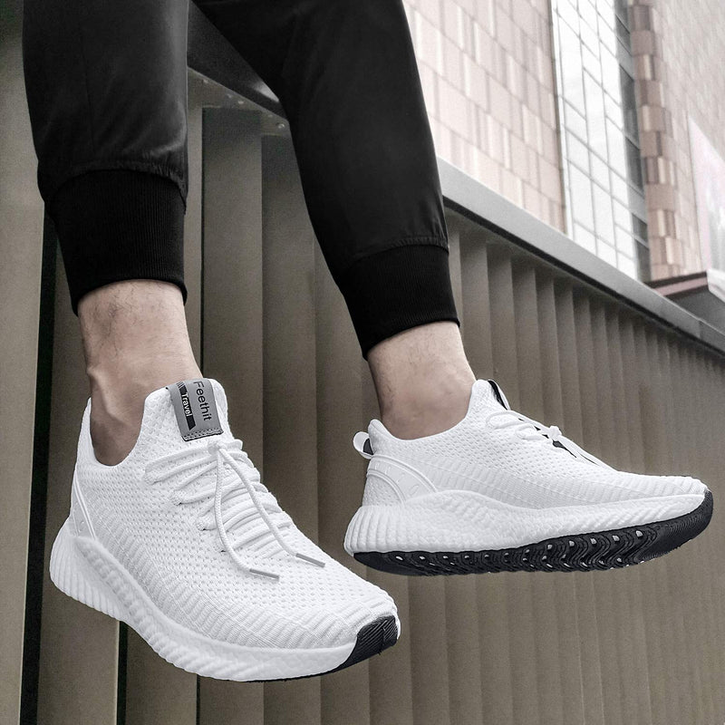 [AUSTRALIA] - Feethit Mens Slip On Walking Shoes Blade Non Slip Running Shoes Lightweight Breathable Mesh Fashion Sneakers 10.5 White 