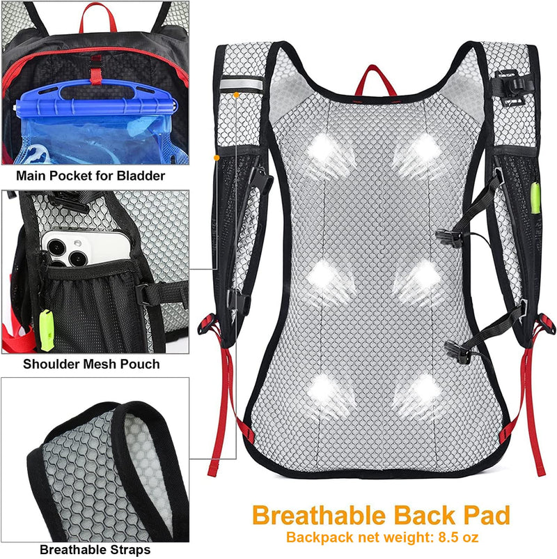 N NEVO RHINO Hydration Backpack, Running Backpack with 2L Water Bladder, Lightweight Hydro Water Pack for Cycling Biking Hiking Rave for Men Women Kids Red - BeesActive Australia