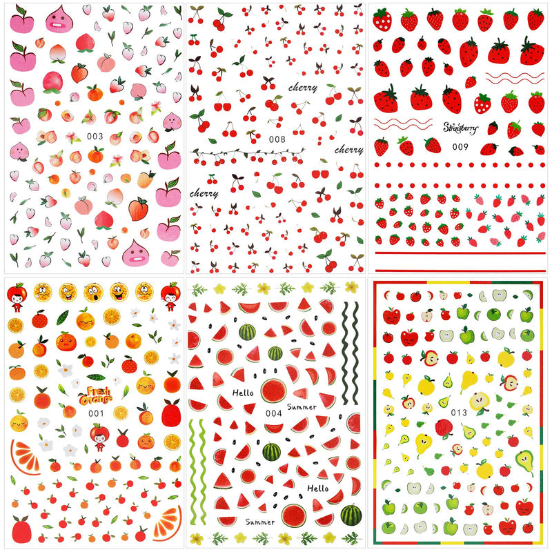 Leelosp 14 Sheets Summer Nail Art Stickers Decals with Tweezers 3D Self-Adhesive DIY Nail Art Decoration Summer Fruit Nail Sticker Tropical Fruit Nail Art Decal for Women Little Girls Nail Decoration - BeesActive Australia