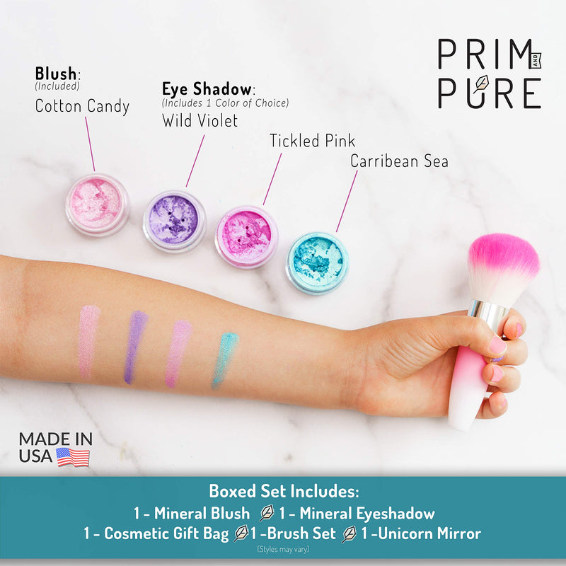 Prim and Pure Mineral Gift Set with Unicorn Mirror| Perfect for Play Dates & Birthday Parties | Kids Eyeshadow Makeup – Mineral Blush | Organic & Natural Makeup Kit for Kids| Made in USA (Purple) Purple - BeesActive Australia