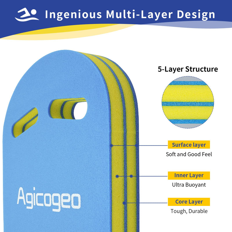 Agicogeo Swimming Training Kickboard for Adults, High Buoyancy Swim Kickboard for Kids, Swimming Class Pool Aids Float Equipment Blue - BeesActive Australia