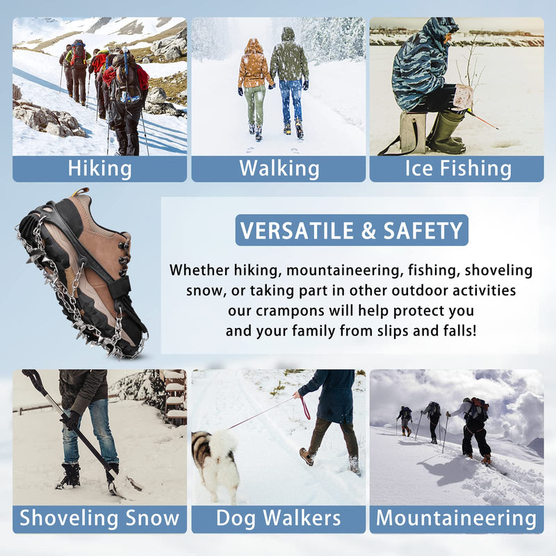 Ice Cleats Walk Traction Cleats Spikes Crampons for Hiking Boots Snow Shoes, Non Slip Ice Cleats for Shoes and Boots Men Women Medium - BeesActive Australia