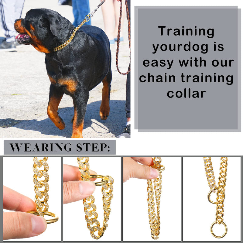 Gold Chain Dog Collar Cuban Link Dog Chain Metal Dog Chain Collars 12 mm Width Dog Cuban Link Collar for Small Medium Large Dogs 14 Inch - BeesActive Australia