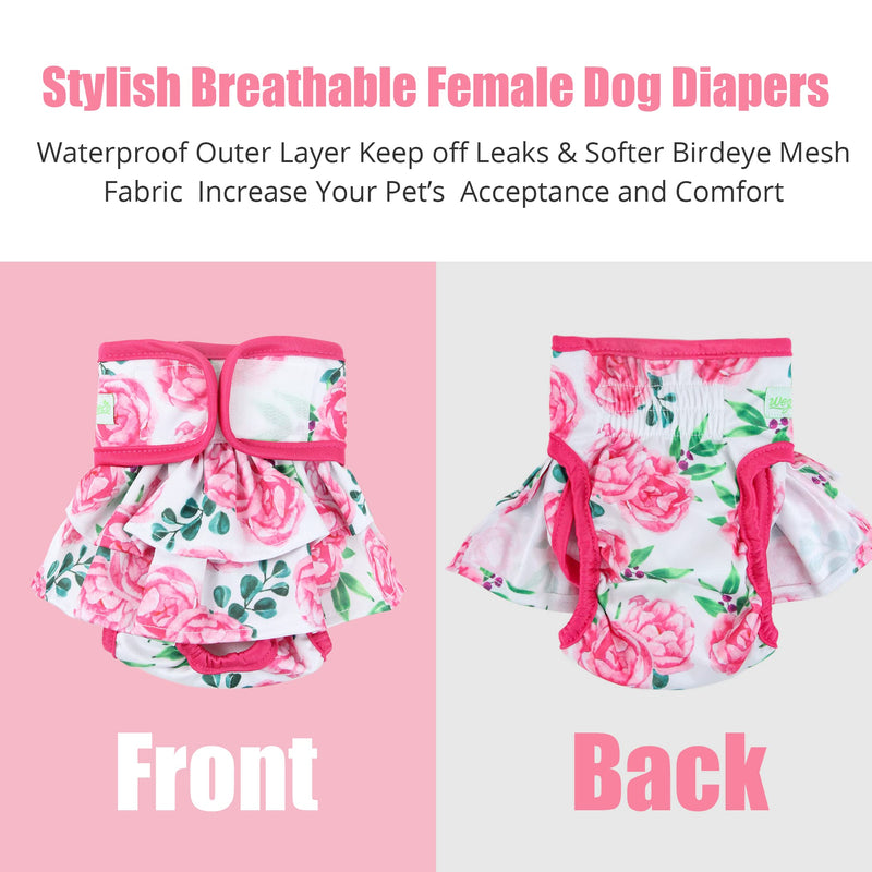 wegreeco Washable Dog Diapers (3 Pack), Highly Absorbent Dog Diapers for Female Dogs in Heat, Period, Incontinence, or Excitable Urination Ocean of Flowers Medium (Pack of 3) - BeesActive Australia